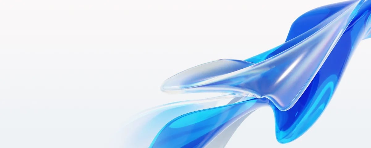 Abstract flowing blue and white ribbons with smooth curves on a light background